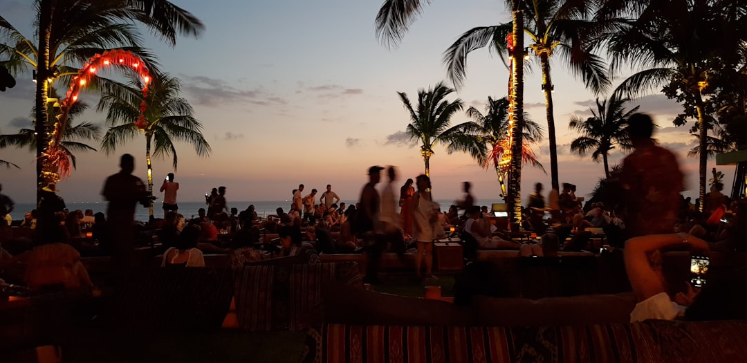 Tropical cocktail at a beach bar during sunset